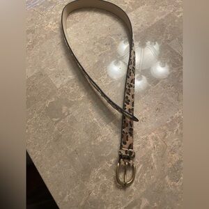 Leopard Print Women's Belt with Gold Buckle